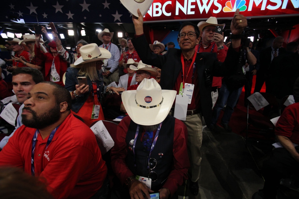 Image from The 2016 Republican National Convention - A Texas delegate who is one of the last Cruz supporters...
