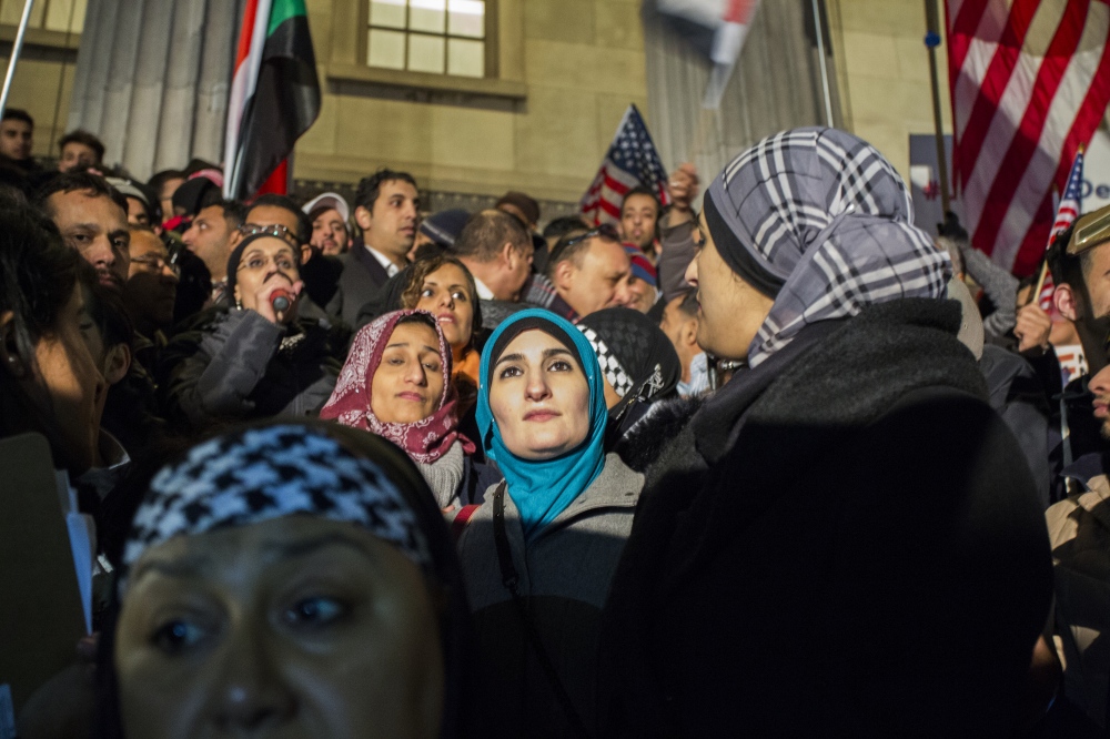 Image from Resisting Trumps' America  - Linda Sarsour (C) Is a Palestinian-American Activist And...
