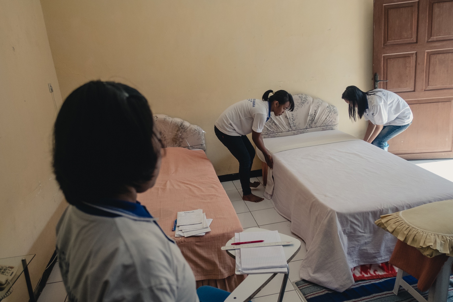 Nina -  Indonesia, 2016. A bedmaking class underway at PT....