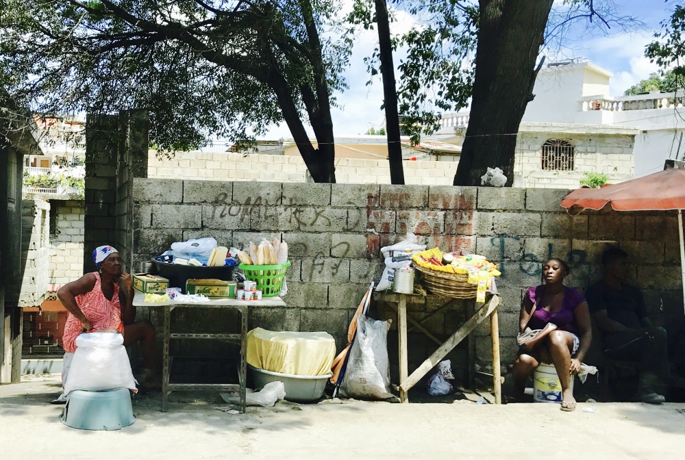 Two street vendors on the road t_e, Haiti, Friday, March 17, 2017