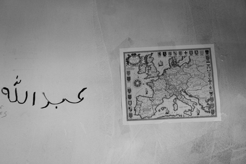  A map of Europe and the Name &...on a wall inside the barracks. 