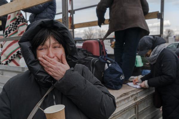 Image from Selected Works - Evacuees from Mariupol are seen upon arrival aoutside a...