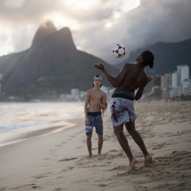  Soccer at sunset at Ipanema Be...neiro, Brazil. March 26, 2017. 