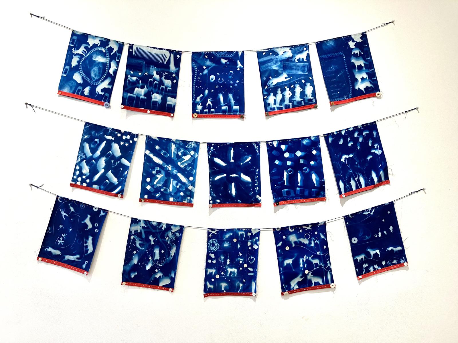 Cyanotype Flags and Collaborative Quilts by Ellen Wallenstein