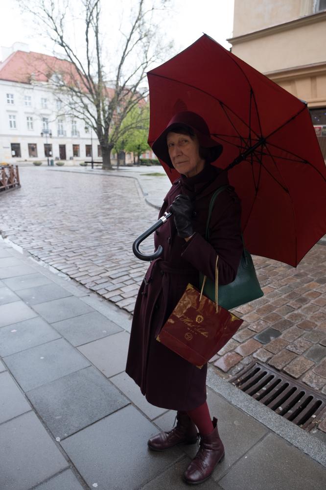 Woman with Umbrella in Warsaw