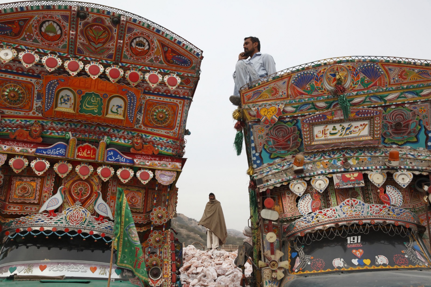 PAKISTAN'S SALT MINES -   Pakistan's elaborate trucks collect tonnes of the pink...