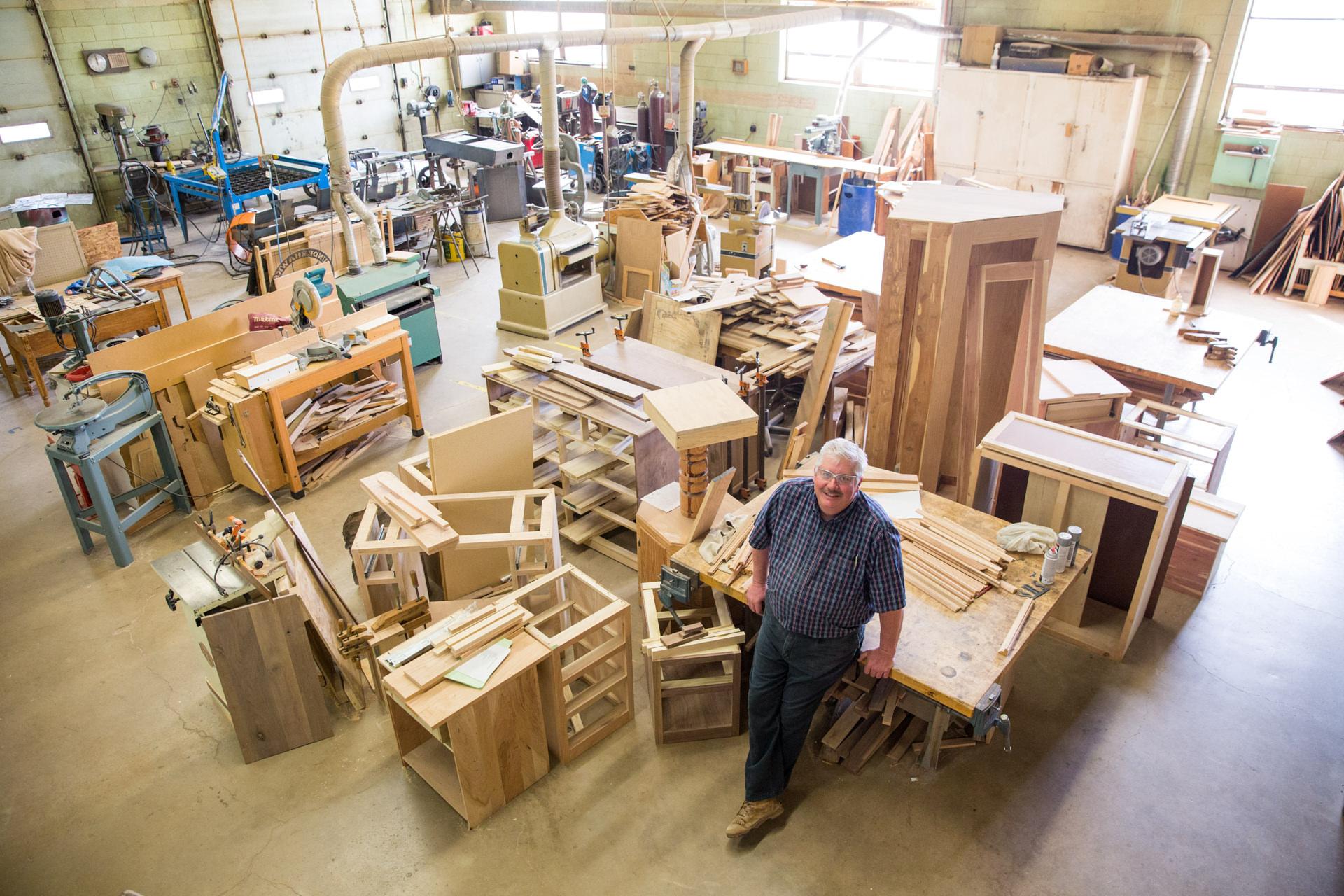Robert Wood Johnson Foundation - Industrial Technology teacher Mark Heier in the wood shop...
