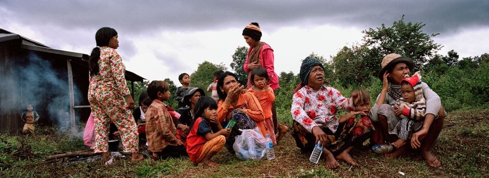 Bunong people gather in village... border, Mondulkiri, Cambodia. 