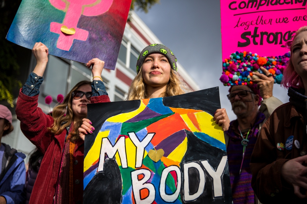 Demonstrators during the Women&... Oakland, CA, January 21, 2017.