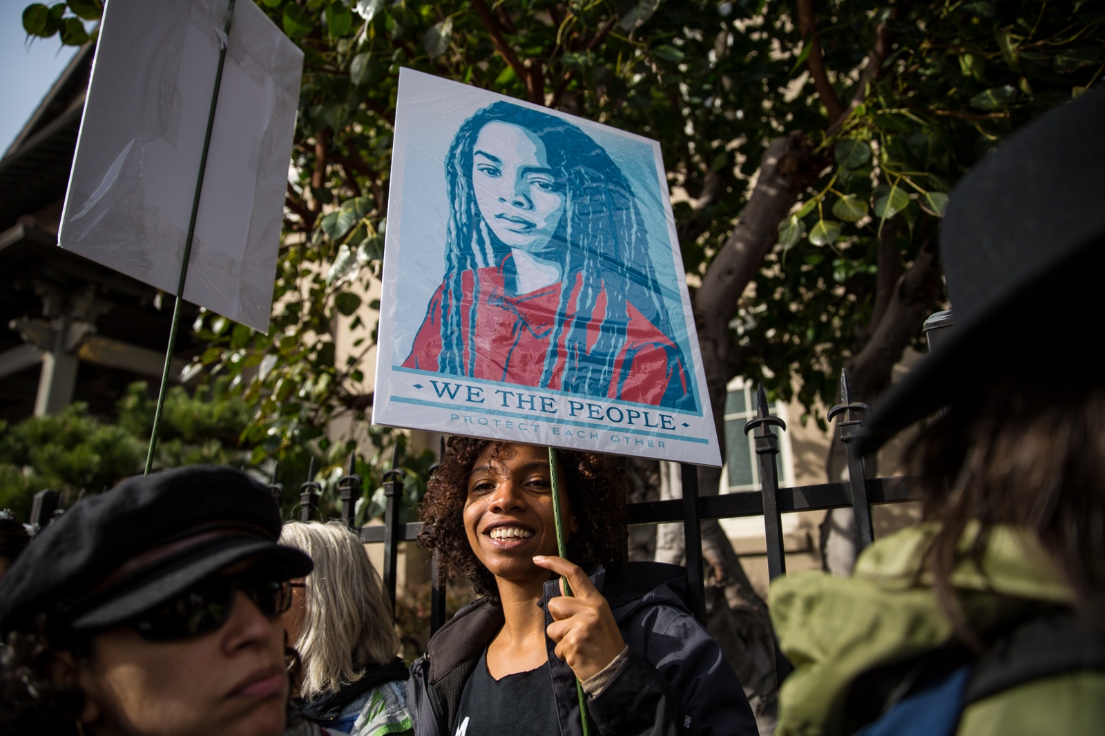 Women's March Oakland, CA  - A demonstrator at the Women's March in Oakland, CA,...