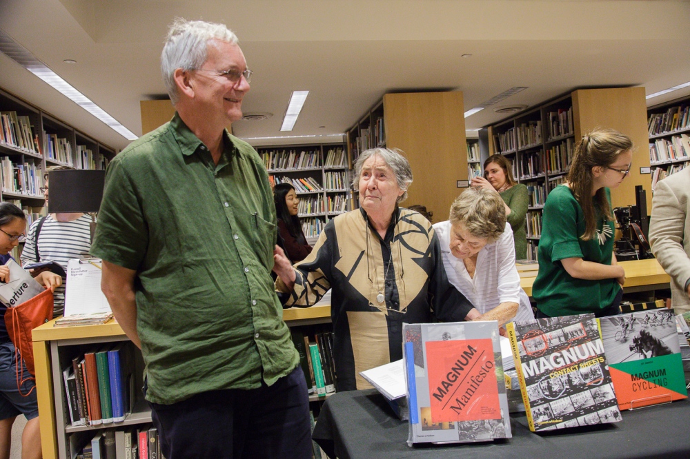 June 21, 2017 - International Center of Photography School. New York City, NY, USA - Martin Parr (L), Inge Bondi (center) and Jinx Rodger during the book signing event after the panel discussion "Magnum Photos Now- Photobooks: History, Future, Form".