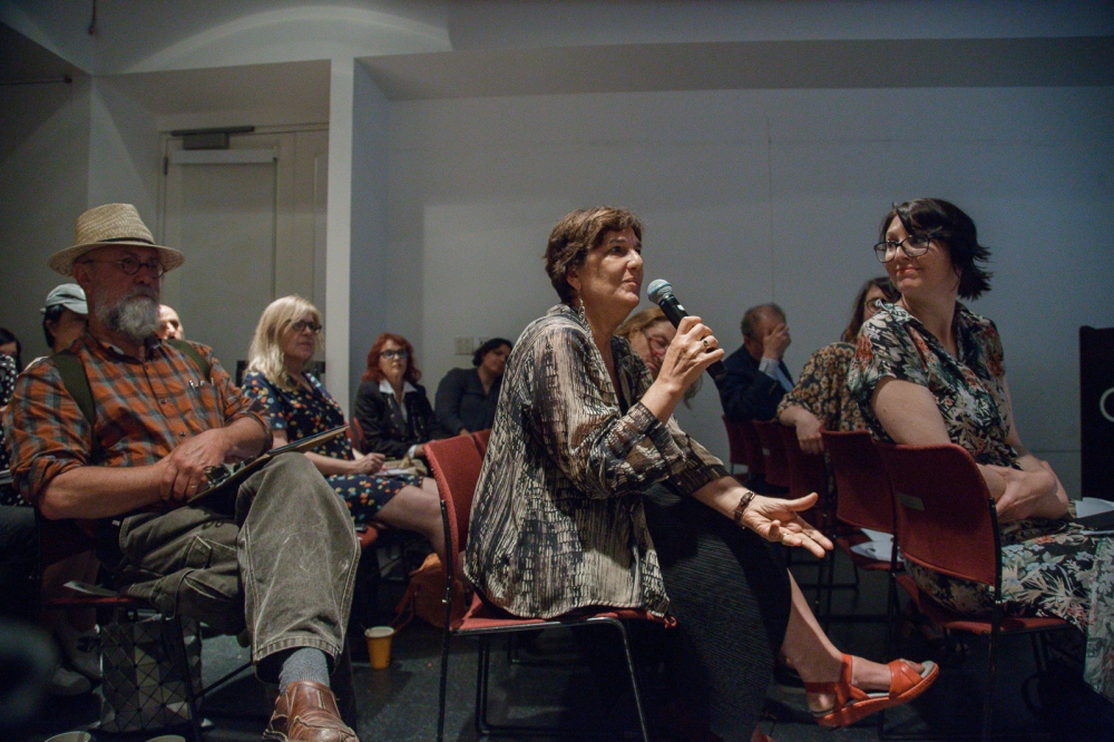June 21, 2017 - International Center of Photography School. New York City, NY, USA - Foreground: (Left to right)Â Larry Towell, Magnum Photographer, Carole Naggar, editor and curator, and Shannon Ghannam; Global Education Manager of Magnum Photos during the "Magnum Photos Now- Photobooks: History, Future, Form" event.