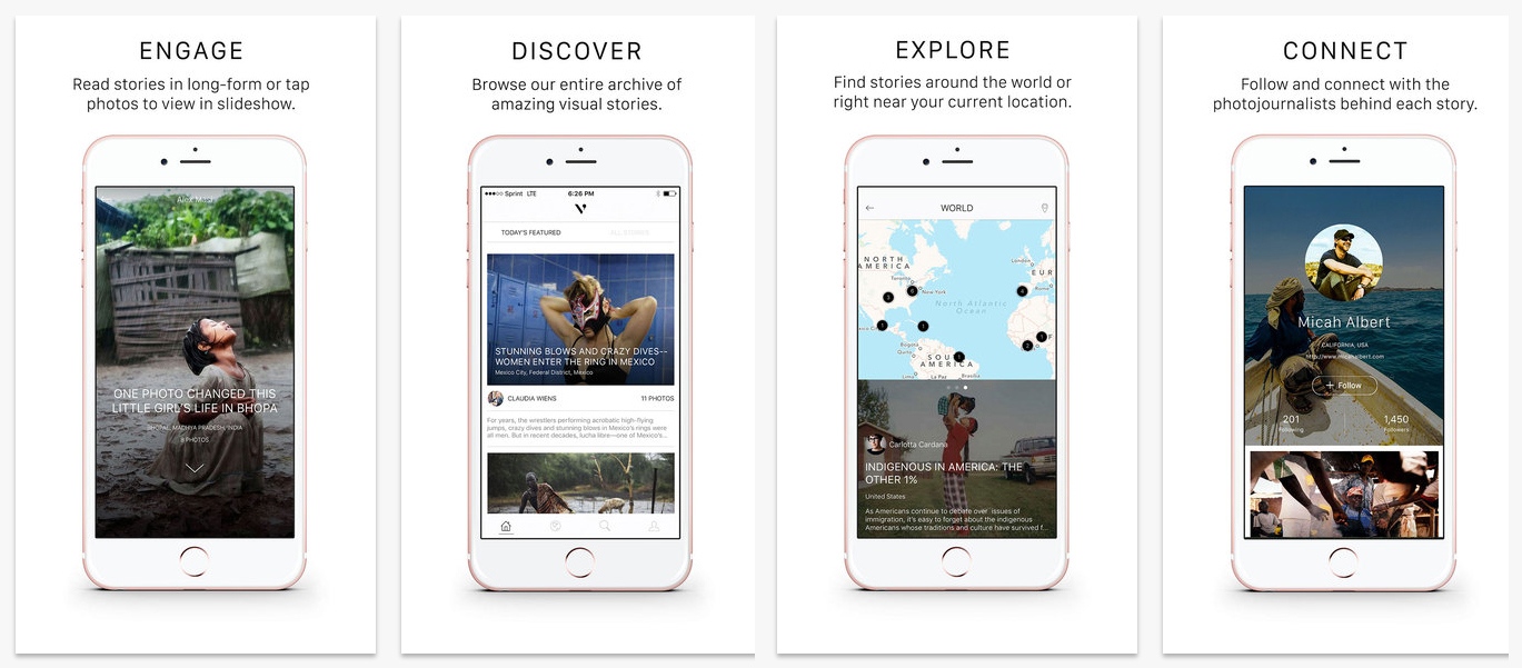 Screenshots of ViewFind iOS app - January 2016