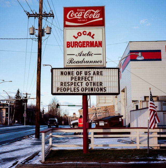 Image from CALL HER ALASKA - A sign outside of Arctic Roadrunner, local Anchorager...