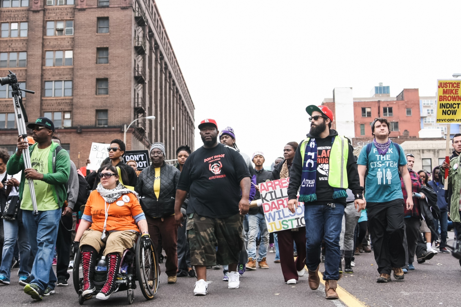 Ferguson October - Protestors march through St. Louis towards the city's...