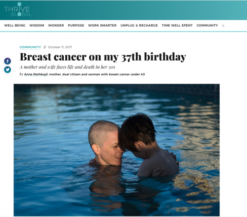 Breast Cancer Under 40 published on Thrive Global