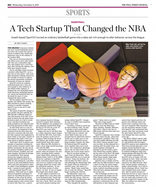 How an Israeli Tech Startup Changed the NBA - commissioned portrait for The Wall Street Journal