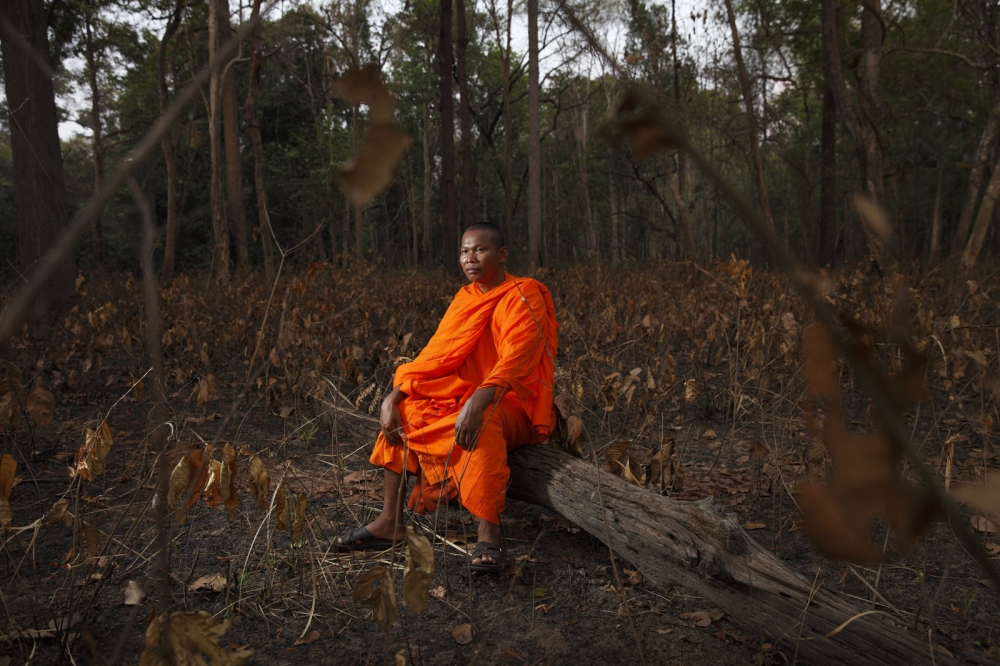 Bun Saluth in the Monks Community Forest that he protected from loggers, poachers and encroachment. This pioneer of the Buddhist environmental movement in Cambodia succeeded in 2002, despite having been threatened with his life, and was able to legally protect 18,261 hectares of evergreen forest now called the Monks Community Forest, which he still safeguards today. Cambodia