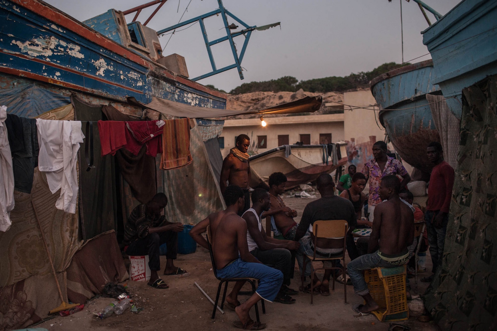 Libya: Migration Crisis - Migrants, mostly from African nations, waiting to return...