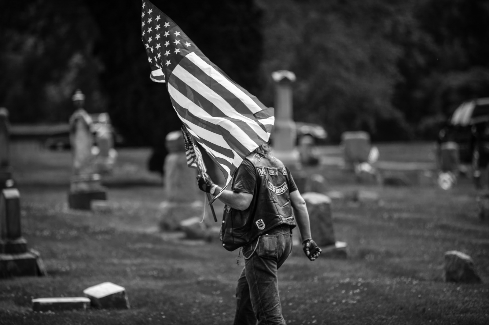 Bikers Welcome - Vietnam Veteran at soldier funeral, Michigan