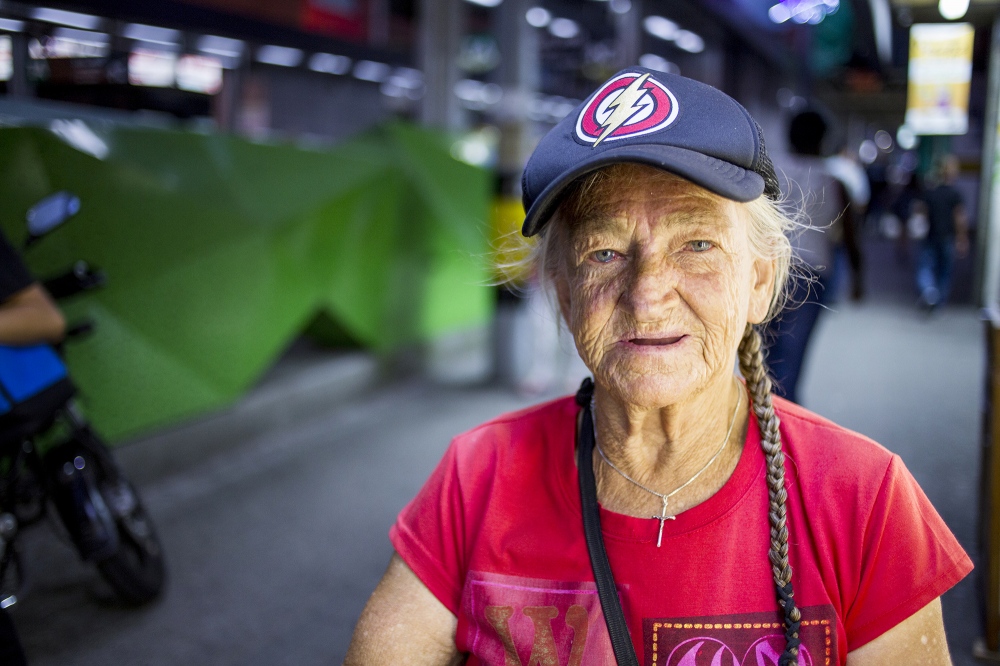 Aracely, an elder street vendor in Medellin, Colombia.