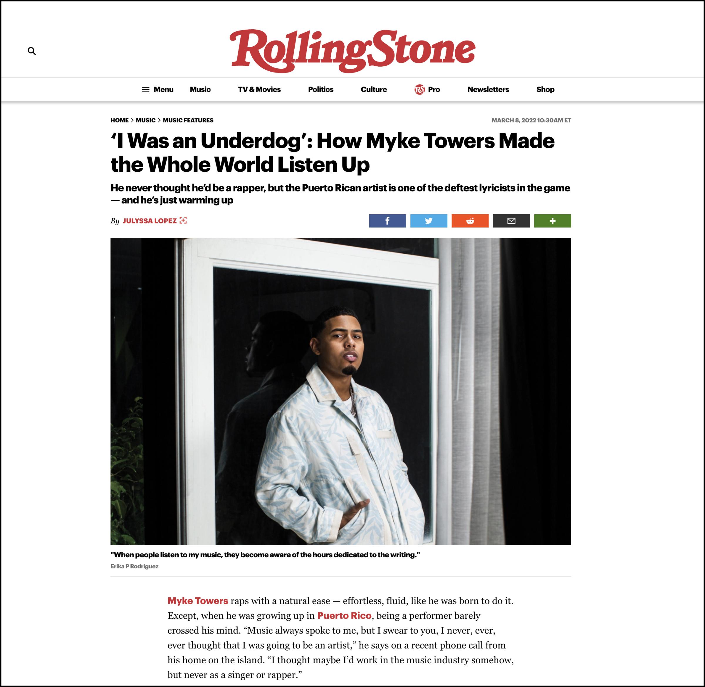 For Rolling Stone: Myke Towers