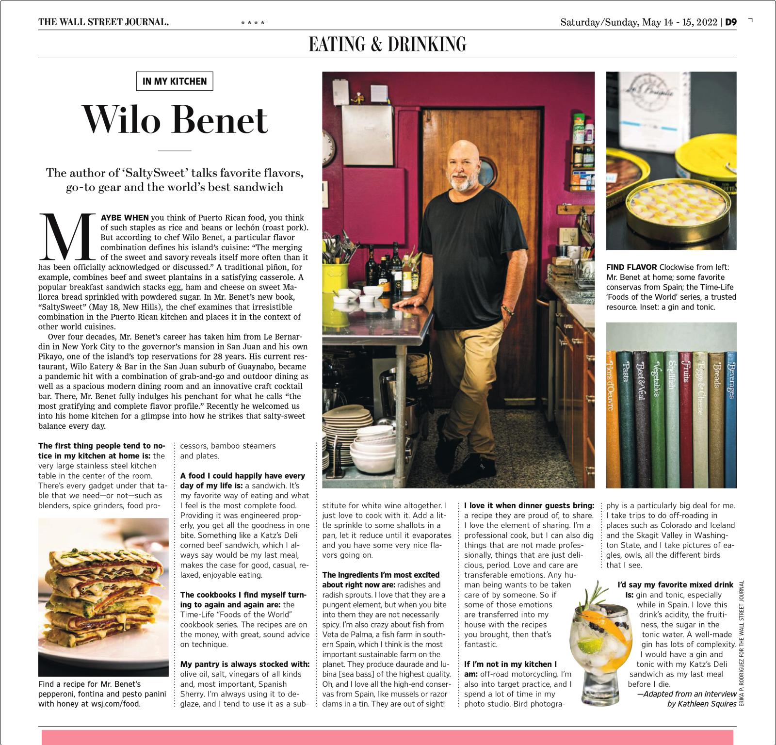 For The Wall Street Journal: Chef Wilo Benet 