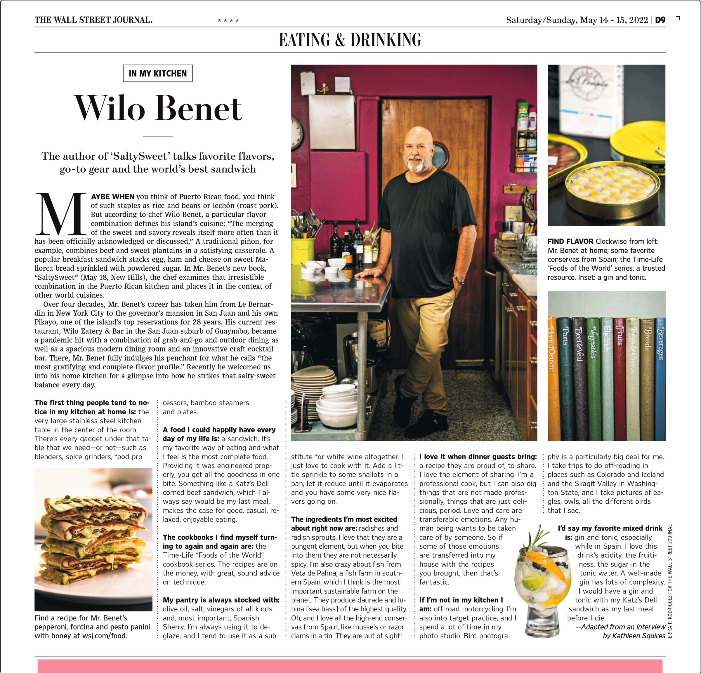 For The Wall Street Journal: Chef Wilo Benet 
