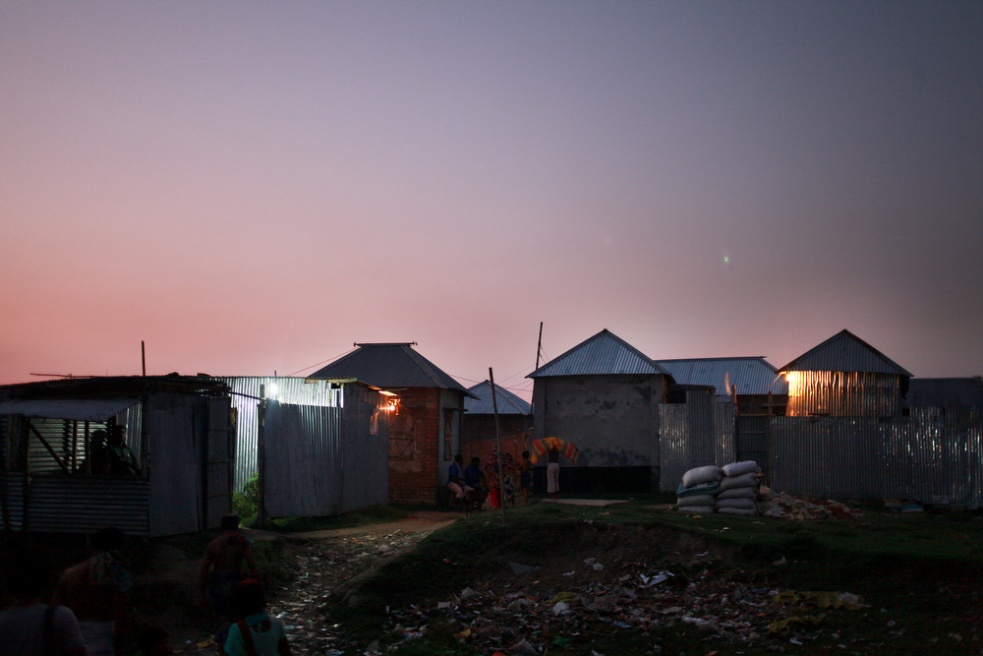 A view of the Daulatdia brothel at dusk