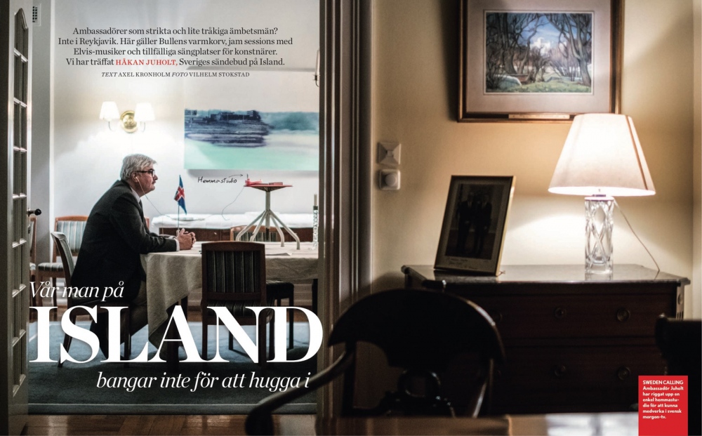 Seven pages on Swedens ambassador to Iceland, HÃ¥kan Juholt, in Tidningen Vi