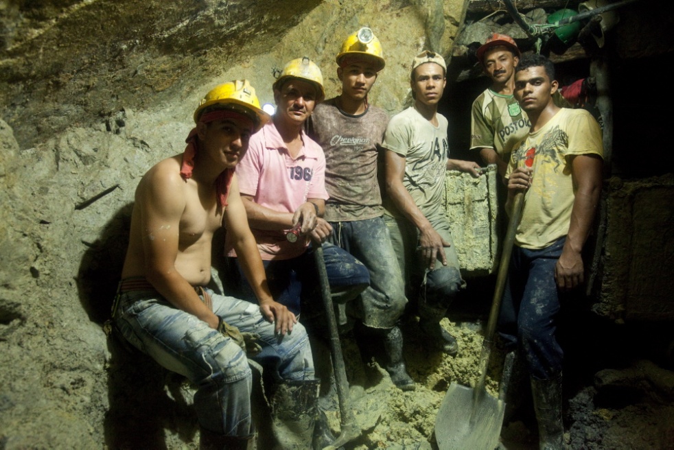 Young miners in the mining town of Mamato, Colombia