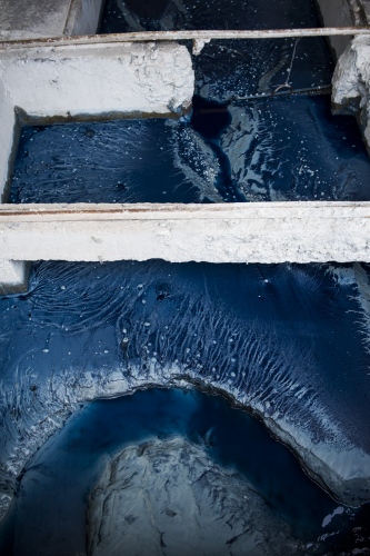 Image from BLUE TOXIC WATER - water discharged after washing in a denim laundry in San...