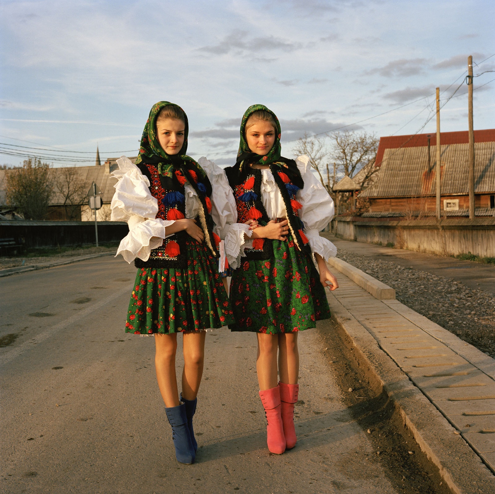 Transylvania: Built on Grass -  Cousins AnuÈ›a and Magdalena MesaroÈ™, 17, are on their...