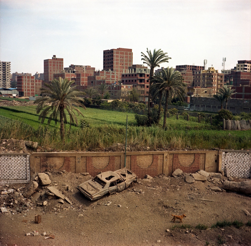 Cairo: Urban Decay -  Densly built informal construction taking over farm...