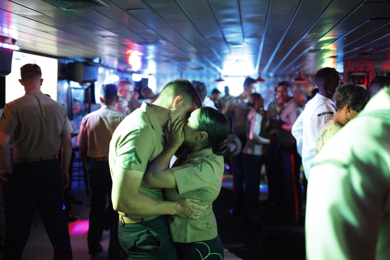  The last night of Fleet Week in New York Cityâ€™s Times Sq. Sailors and Marines party till the curfew until they have to be back onboard ship by 2 AM. May 27, 2018. (Kevin C Downs/Agence Cosmos) 