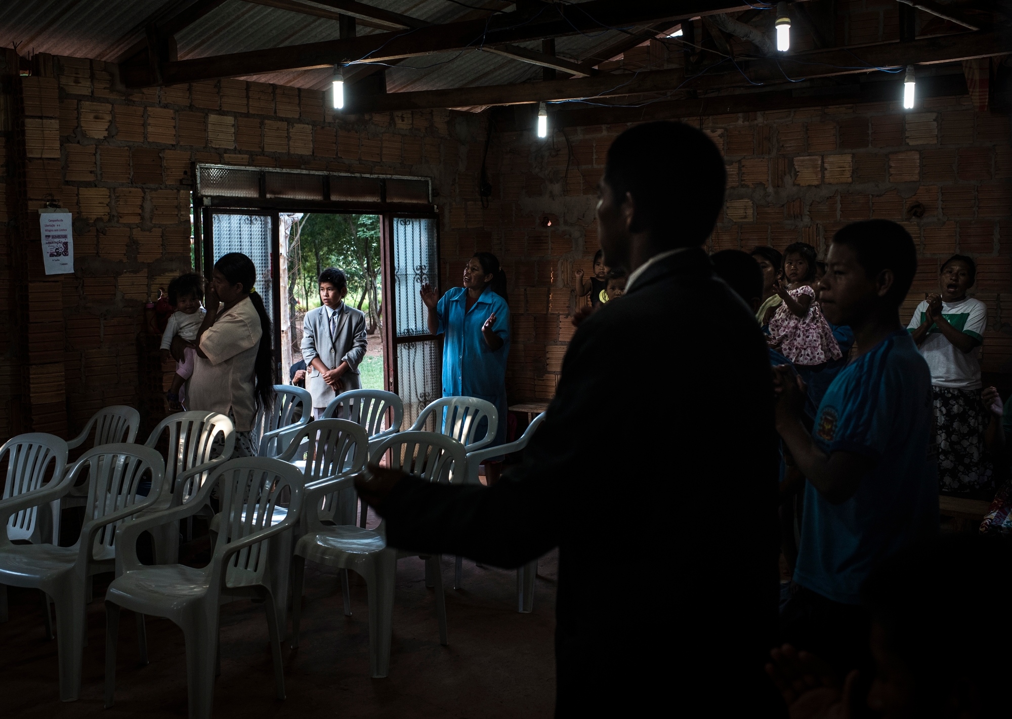 An evangelical church, one of 15 in the Guarani-Kaiawa village of Sassoro in Matto Grosso Du Sol,...