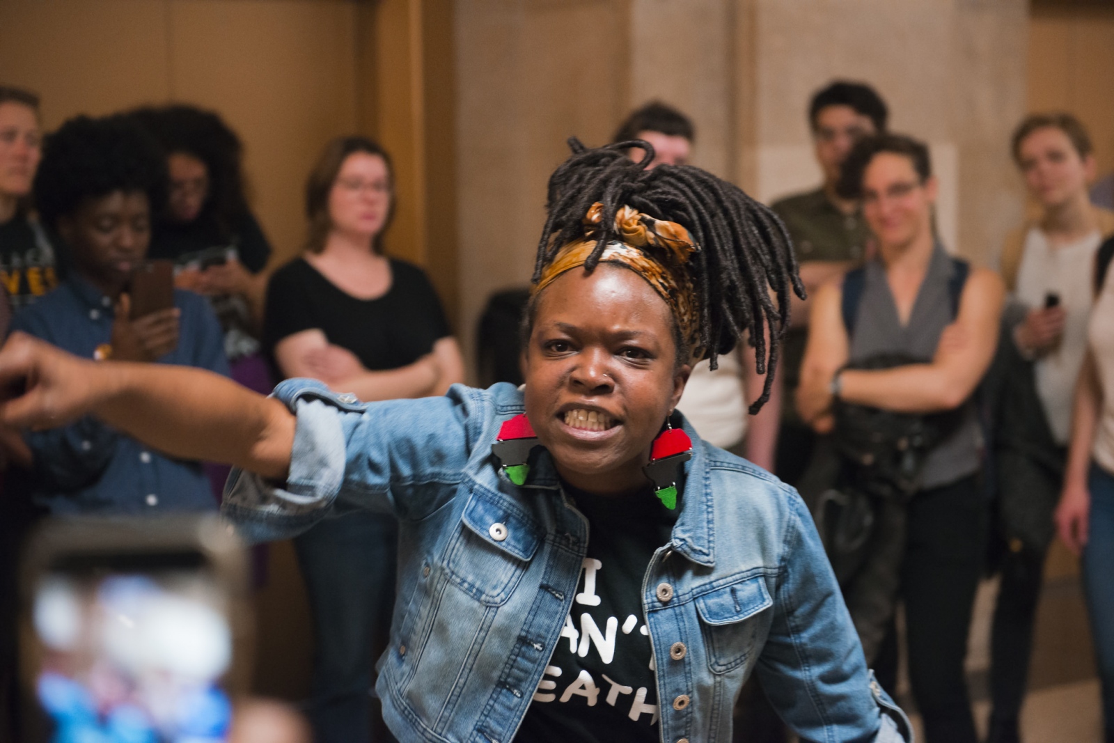  05.23.18 No Cop Academy activist at city hall. 