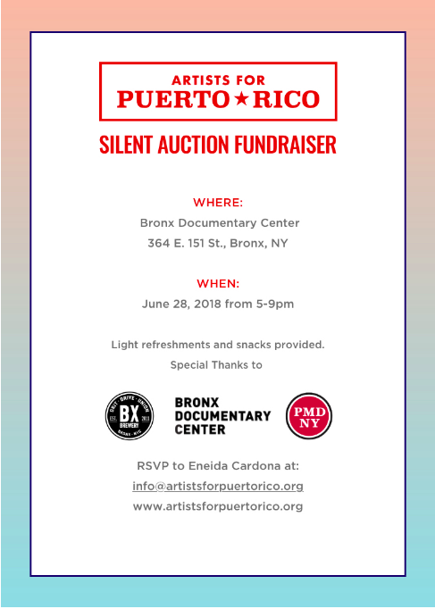 JOIN ARTISTS FOR PUERTO RICO AT THE BRONX DOCUMENTARY CENTER FOR A SILENT AUCTION EXHIBITION FUNDRAISER EVENT