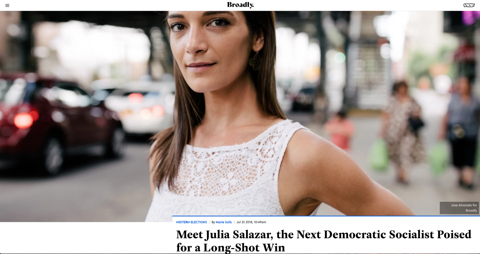 for VICE: Meet Julia Salazar, the Next Democratic Socialist Poised for a Long-Shot Win