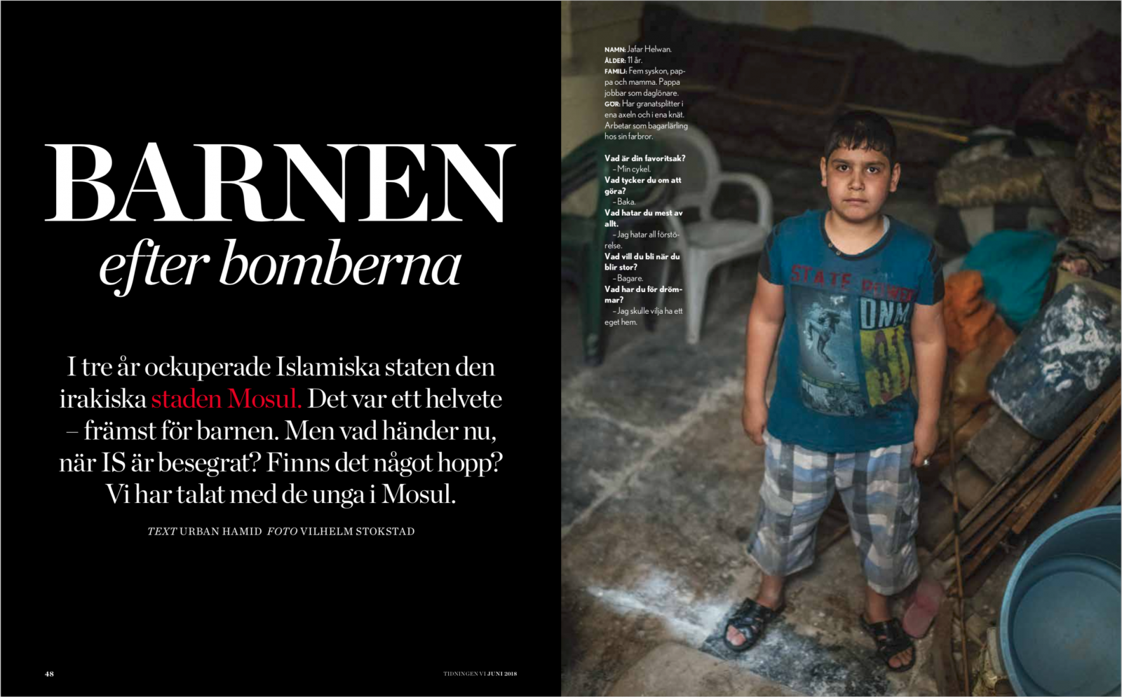 Children of Mosul, Tidningen Vi, 2018.