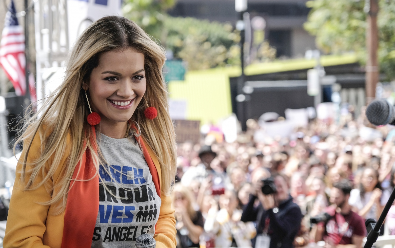 Singer Rita Ora performs at the...school safety and gun violence.