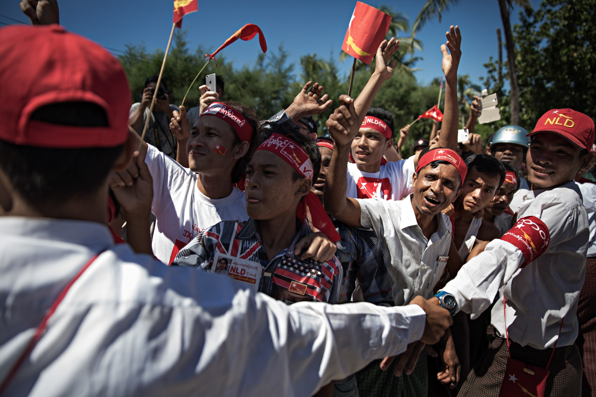 NLD (National League for Democracy) supporters at a rally near Hinthaday, Myanmar, November 2015.