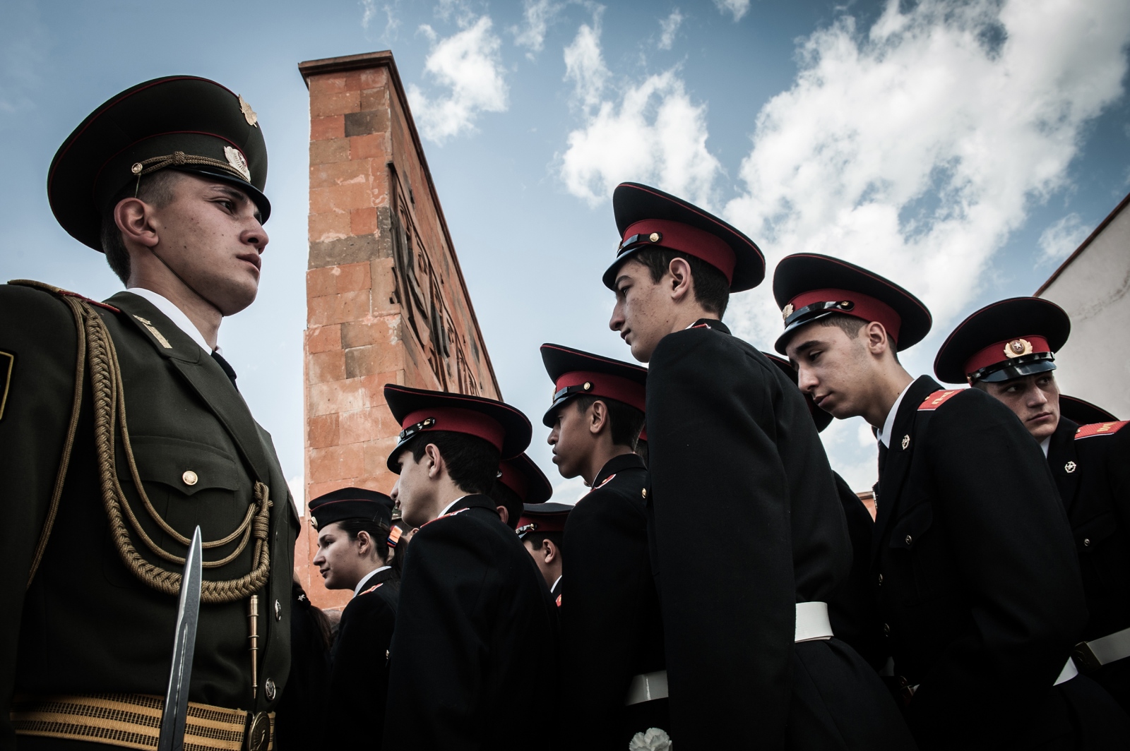 Young soldiers observe the Armenian Genocide Remembrance Day.