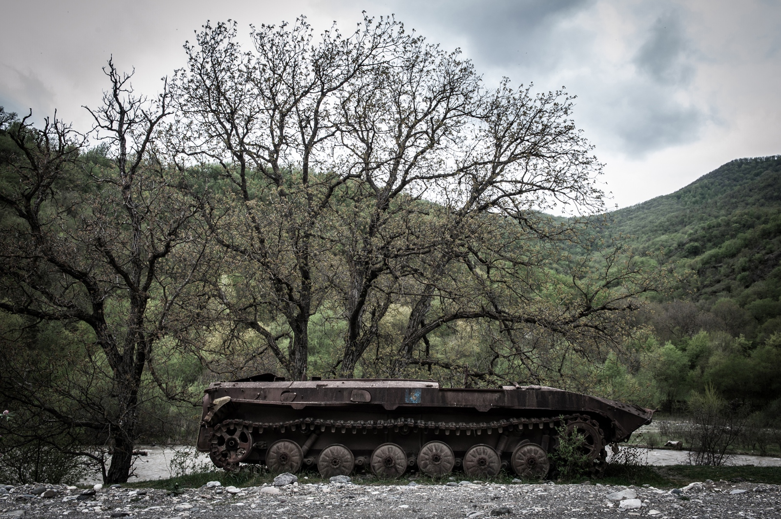 A tank destroyed in the 1993 co...ers were killed in this attack.