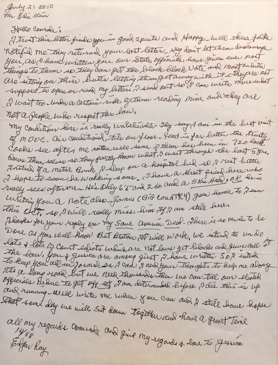 The Hanging Tree -   A handwritten letter from Edgar Ray Killen I acquired...