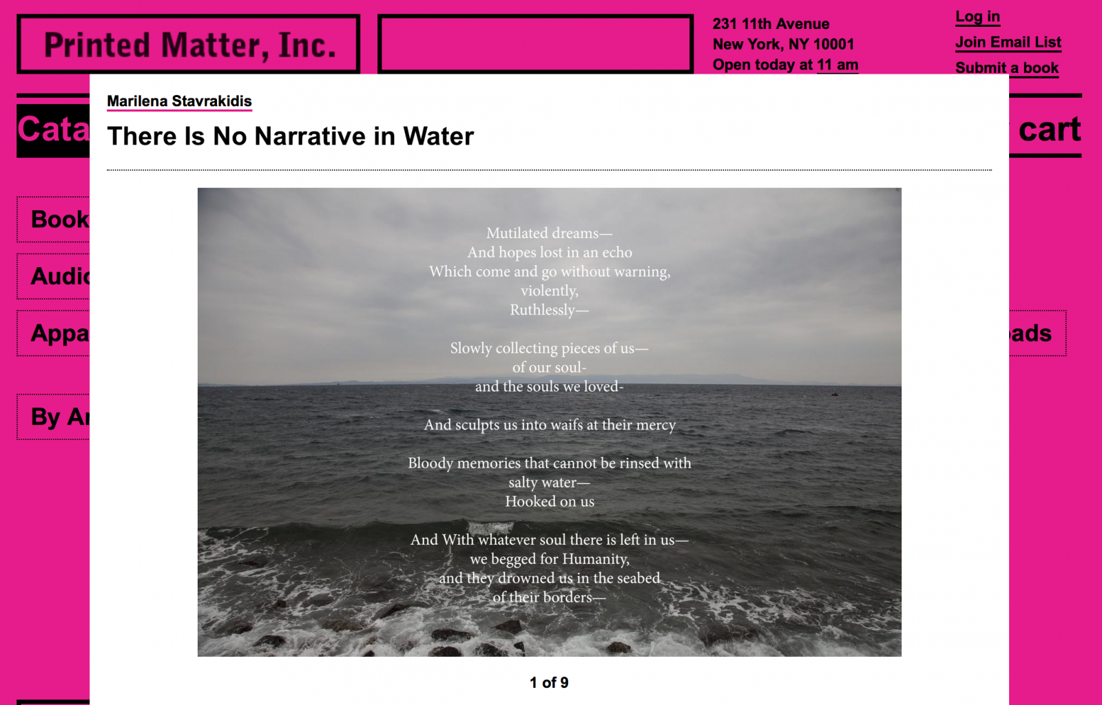 There Is No Narrative In Water now available at Printed Matter