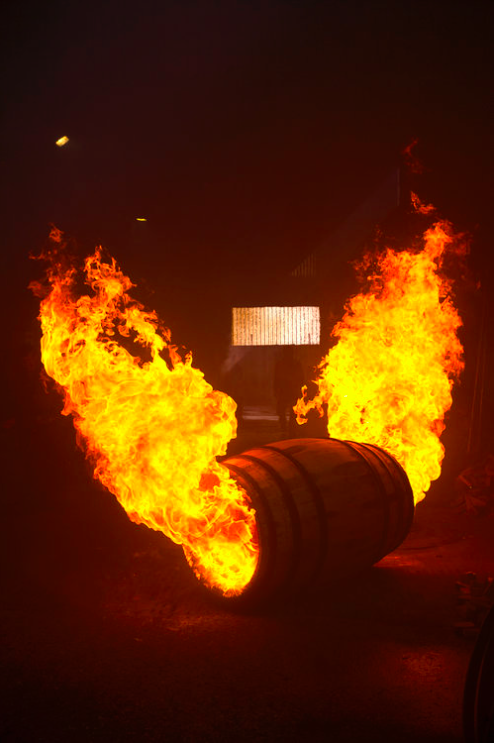 A cask toasting at Vasyma Cooperage in Jerez, Spain.