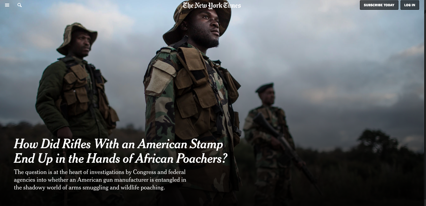 Thumbnail of on The New York Times: How Did Rifles With an American Stamp End Up in the Hands of African Poachers?