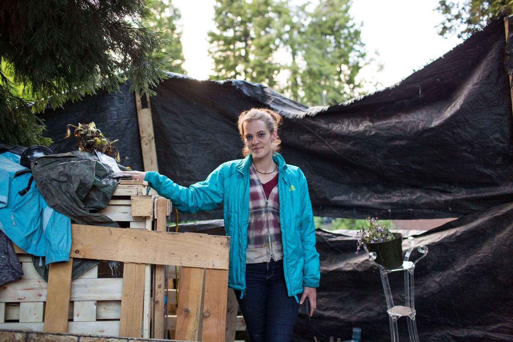 Outside in America | Guardian - Bonnie, 31, at her camp in Seattle, Washington. She was...