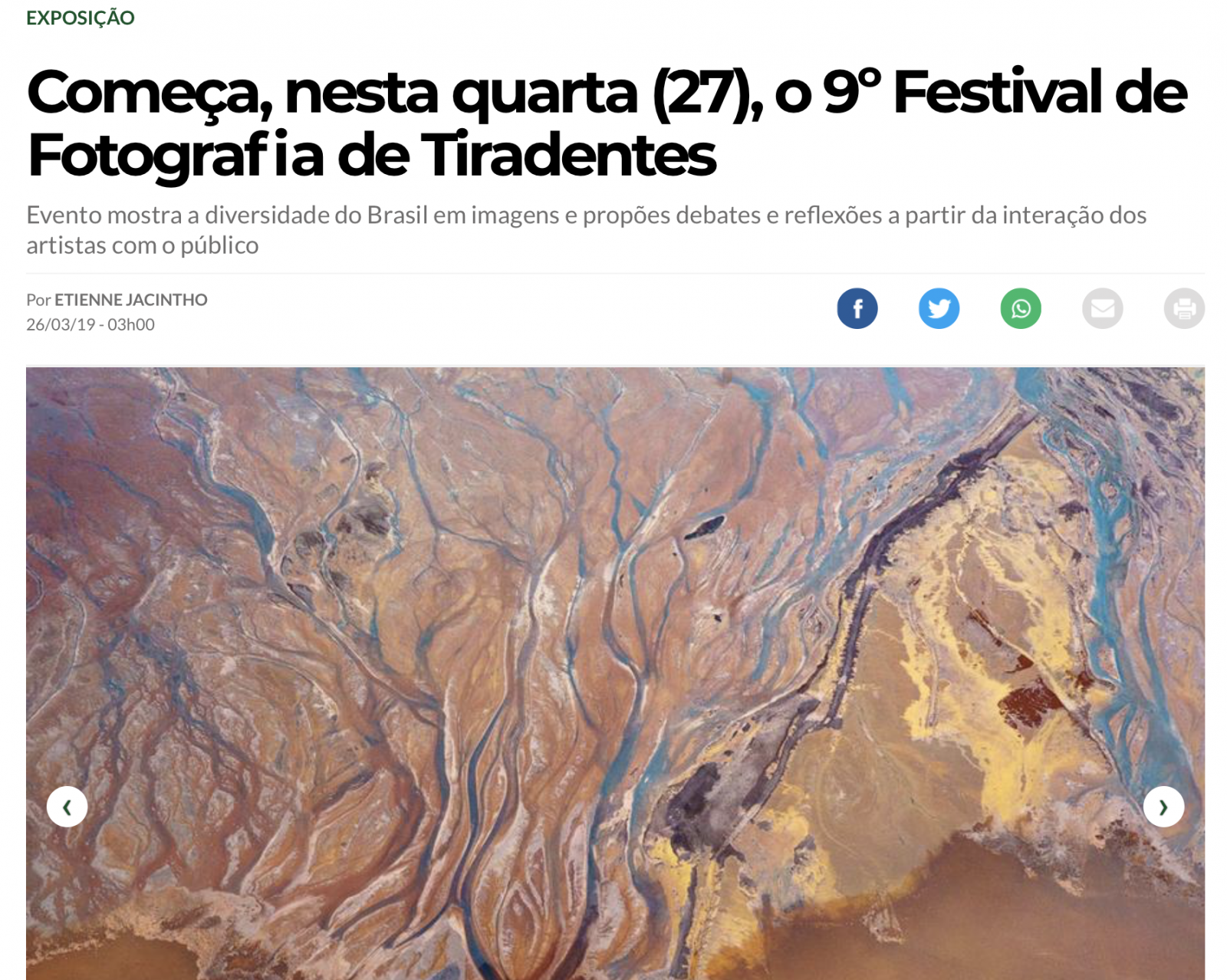 Honored to have my work featured in an article at Jornal O Tempo